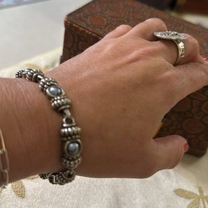 Magnetic Clasp Hematite Silver Tone Bracelet.